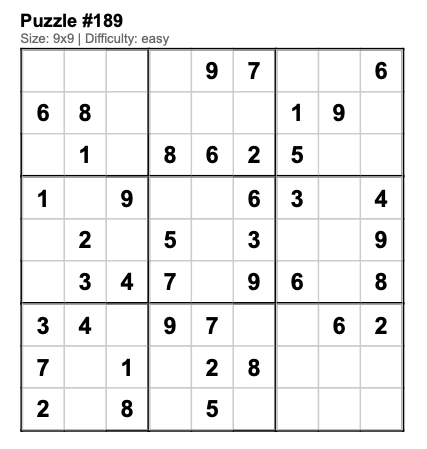 how to play sudoku starting grid with given numbers example puzzle
